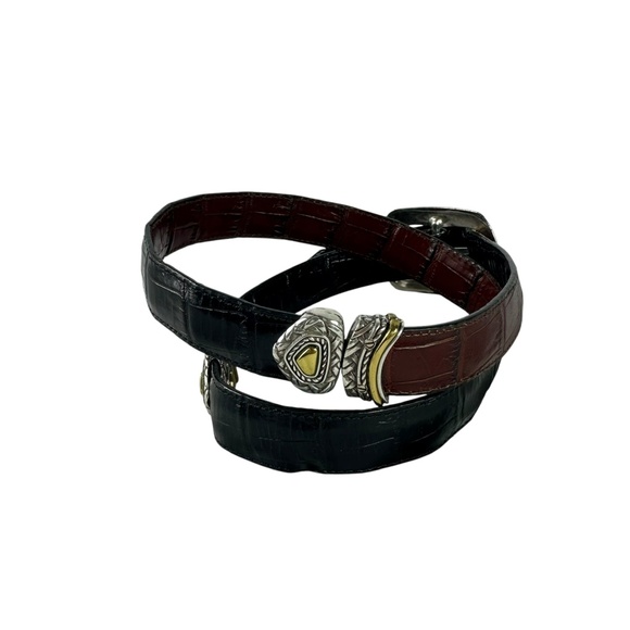 Genuine BRIGHTON Marcus Brown & Black Leather Reversible Belt Unisex Size ML/32 main image 4